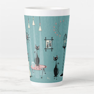 Caneca De Café Latte Mischefe de Meio século / Cat Red Handed II B