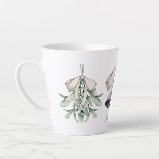 Caneca De Café Latte Mistletoe e Sininhos de Natal  (Esquerda)