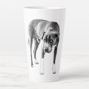 Caneca De Café Latte Mistura violenta de pitbull em monocromo preto