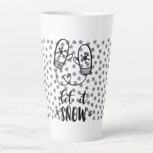 Caneca De Café Latte Mittons Snowflake Deixe-O Neve Lata