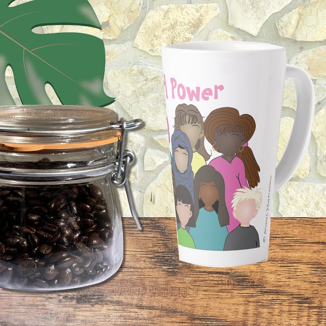 Caneca De Café Latte Moça feminista do poder latte mug (Criador carregado)