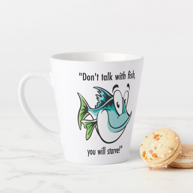 Caneca De Café Latte Moda Inspirada no Oceano não fala com peixes  (In Situ)
