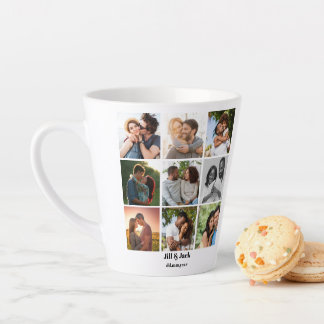 Caneca De Café Latte Modelo de Colagem de Fotos 9 Personalizada para Ca