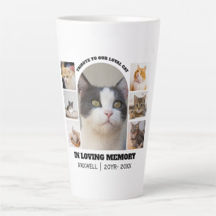 Caneca De Café Latte Modelo de Colagem de Fotos de Memorial de Gato 7 T