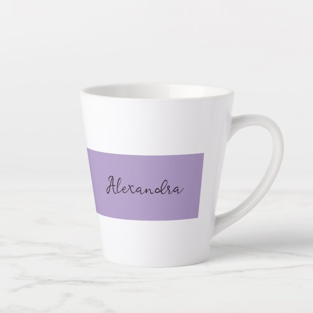 Caneca De Café Latte Modelo de Faixa Roxa Com Nome (Direita)