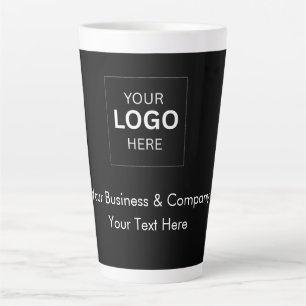 Caneca De Café Latte Modelo de logotipo de negócios de luxo preto perso