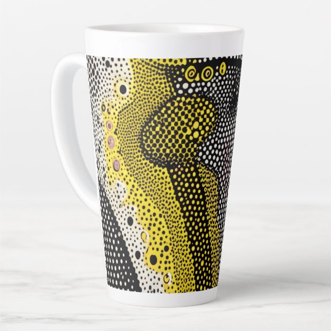 Caneca De Café Latte Modern Abstract Dot Pattern  (Ângulo esquerdo)