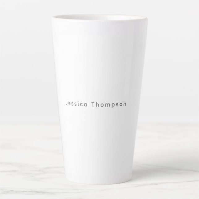 Caneca De Café Latte Modern Elegant Plain Simple Professional Name (Frente)