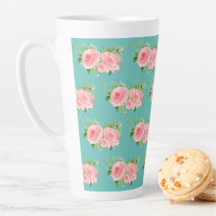 Caneca De Café Latte Modern Floral Watercolor
