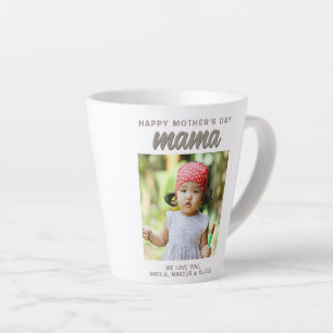 Caneca De Café Latte Modern Mama Crianças Foto Feliz Dia das Mães