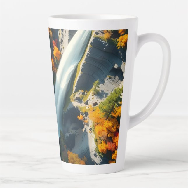 Caneca De Café Latte Modern Navy & Gold Abstract Mountain Peak – Luxury (Direita)