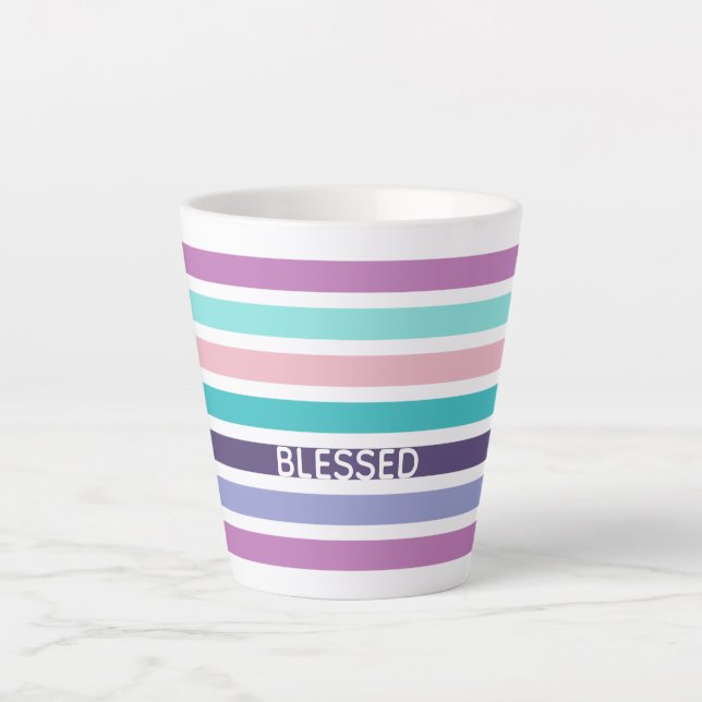 Caneca De Café Latte Modern Pastel Strike Christian BLESSED (Frente)