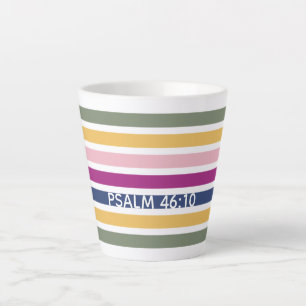 Caneca De Café Latte Modern Pastel Striped Christian PSALM 46:10