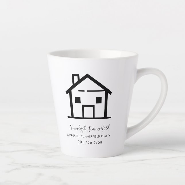 Caneca De Café Latte Modern Real Estate Agent Business Swag Personaliza (Direita)