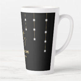 Caneca De Café Latte Modern Script Black And Gold Party