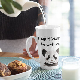 Caneca De Café Latte Moderna citação Romântica com Panda Negra e Branca