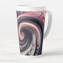 Caneca De Café Latte Moderno Abstrato Girando Rosa, Preto e Branco 