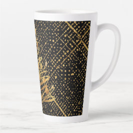Caneca De Café Latte Moderno, Árvore de Natal, Padrão de Cruz Preto Dou