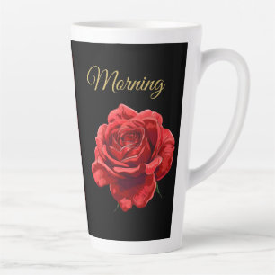 Caneca De Café Latte Moderno Elegante de Rosa vermelha de Script de Our