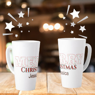 Caneca De Café Latte Moderno Elegante Feliz Natal