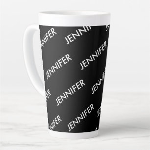 Caneca De Café Latte Moderno Extravagante Você O Nomeia Preto Personali