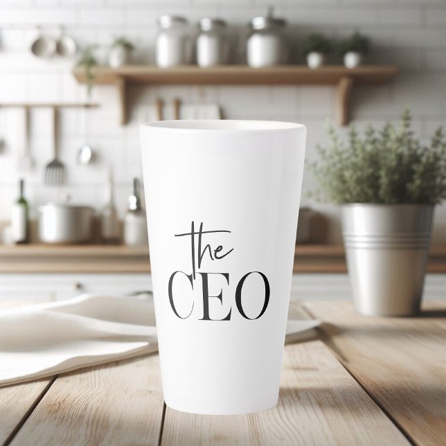 Caneca De Café Latte Moderno Mínimo O CEO Preto (Criador carregado)