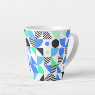 Caneca De Café Latte Moderno Tendy Blue Mint Geométrico