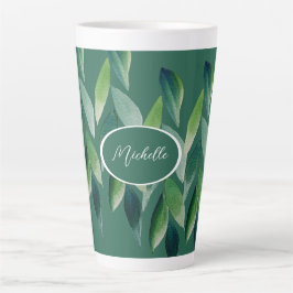 Caneca De Café Latte Moderno Verde Boêmio Natureza