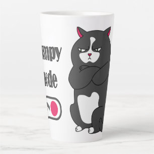 Caneca De Café Latte Modo rabugento em gato gordo engraçado