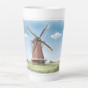 Caneca De Café Latte Moinho de Vento Silencioso nos Campos – Suave Lan