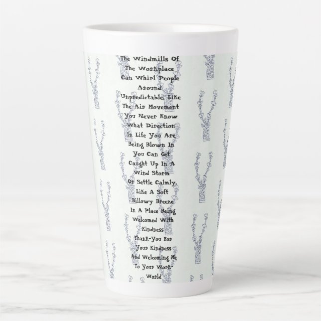 Caneca De Café Latte Moinhos De Vento Do Local De Trabalho (Frente)