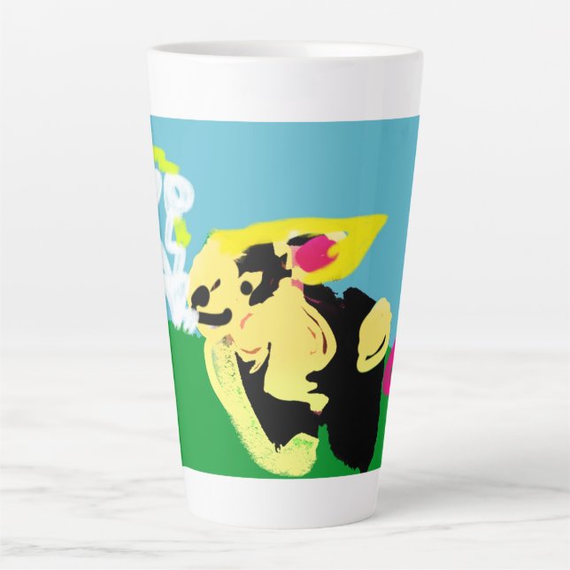 Caneca De Café Latte Mola de coelho   (Frente)