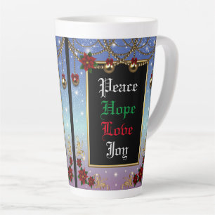 Caneca De Café Latte Moldura Azul das Decorações das Férias