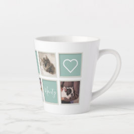 Caneca De Café Latte Moldura branca Pet Mãe Monograma e Foto