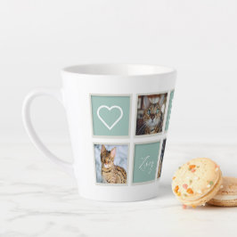 Caneca De Café Latte Moldura branca Pet Mãe Monograma e Foto