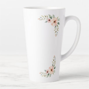 Caneca De Café Latte Moldura de Canto de Casamento com Aquarela Floral
