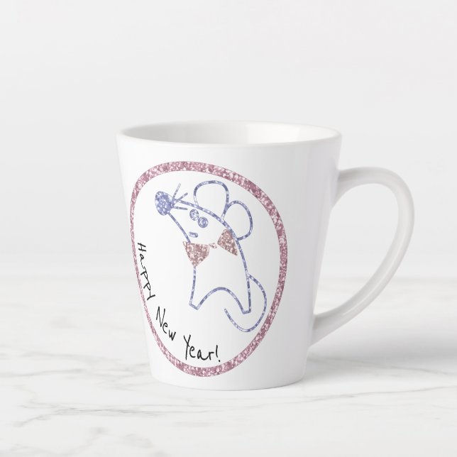 Caneca De Café Latte Moldura dourada, ano novo, Natal (Direita)