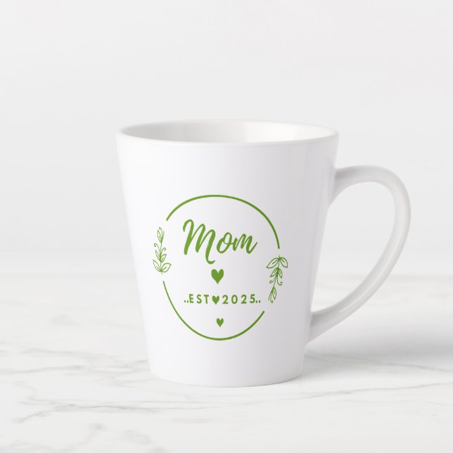 Caneca De Café Latte Mom Est . 2025 T-Shirt-New Mom Gift- Mother Shirt (Direita)
