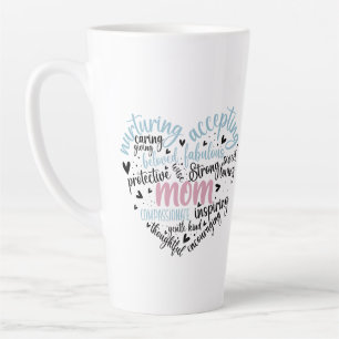 Caneca De Café Latte Mom Heart Loving Caring Sweet Gentle 