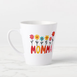 Caneca De Café Latte MOMMA Bloom - Whimsical Floral Drawn Art
