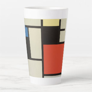 Caneca De Café Latte Mondrian Composition Modern Abstrato Pintura