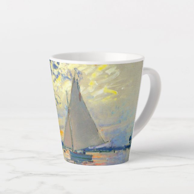 Caneca De Café Latte Monet Sailboat no Le Petit-Gennevilliers (Ângulo direito)