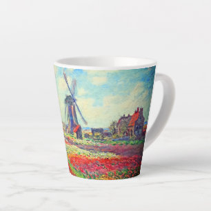Caneca De Café Latte Monet Tulips Windmill