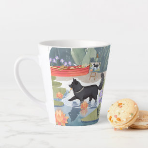 Caneca De Café Latte MONETZ PEQUENO AJUDA Cão negro