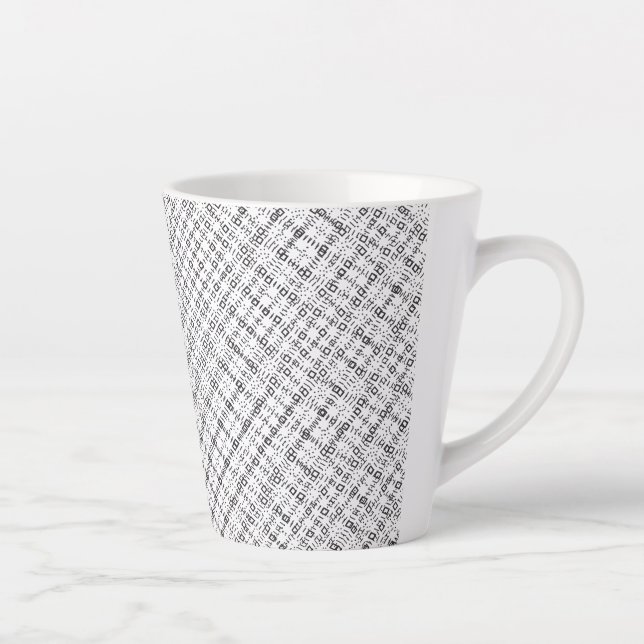 Caneca De Café Latte Monochrome Geometric Texture|Seamless Diamond Look (Direita)