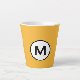 Caneca De Café Latte Monograma Amarelo Moderno da Mostarda de Tendência