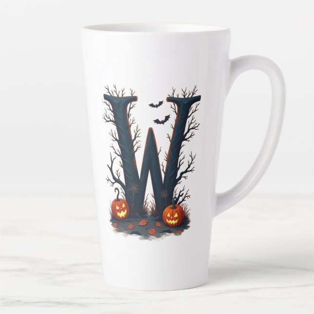 Caneca De Café Latte Monograma ao Luar W (Direita)
