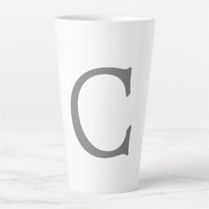 Caneca De Café Latte Monograma Clássico Mínimo Elegante Cinza Inicial