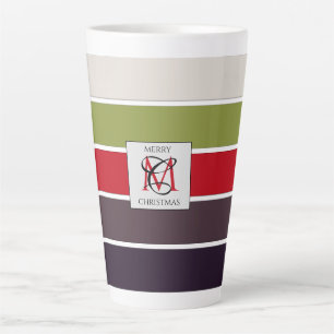 Caneca De Café Latte Monograma da Paleta de Cores do Pastel Cozy Christ