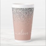 Caneca De Café Latte Monograma da rosa Dourada Laser Linear de Prata Ro<br><div class="desc">Rosa Dourado - Folha cor-de-rosa e folha de folhas esmerilas metálicas com brilho monograma Monograma Nome Latte Coffee Cup Mug. Isto faz o doce e perfeito aniversário de 16 anos, casamento, chá de panela, aniversário, chá de fraldas ou festa de solteira presente para alguém que ama luxo de luxo e...</div>